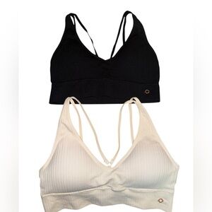 Danskin Intimates Bra All Day Comfort White Black Removable Pad Womens SZL NWOT